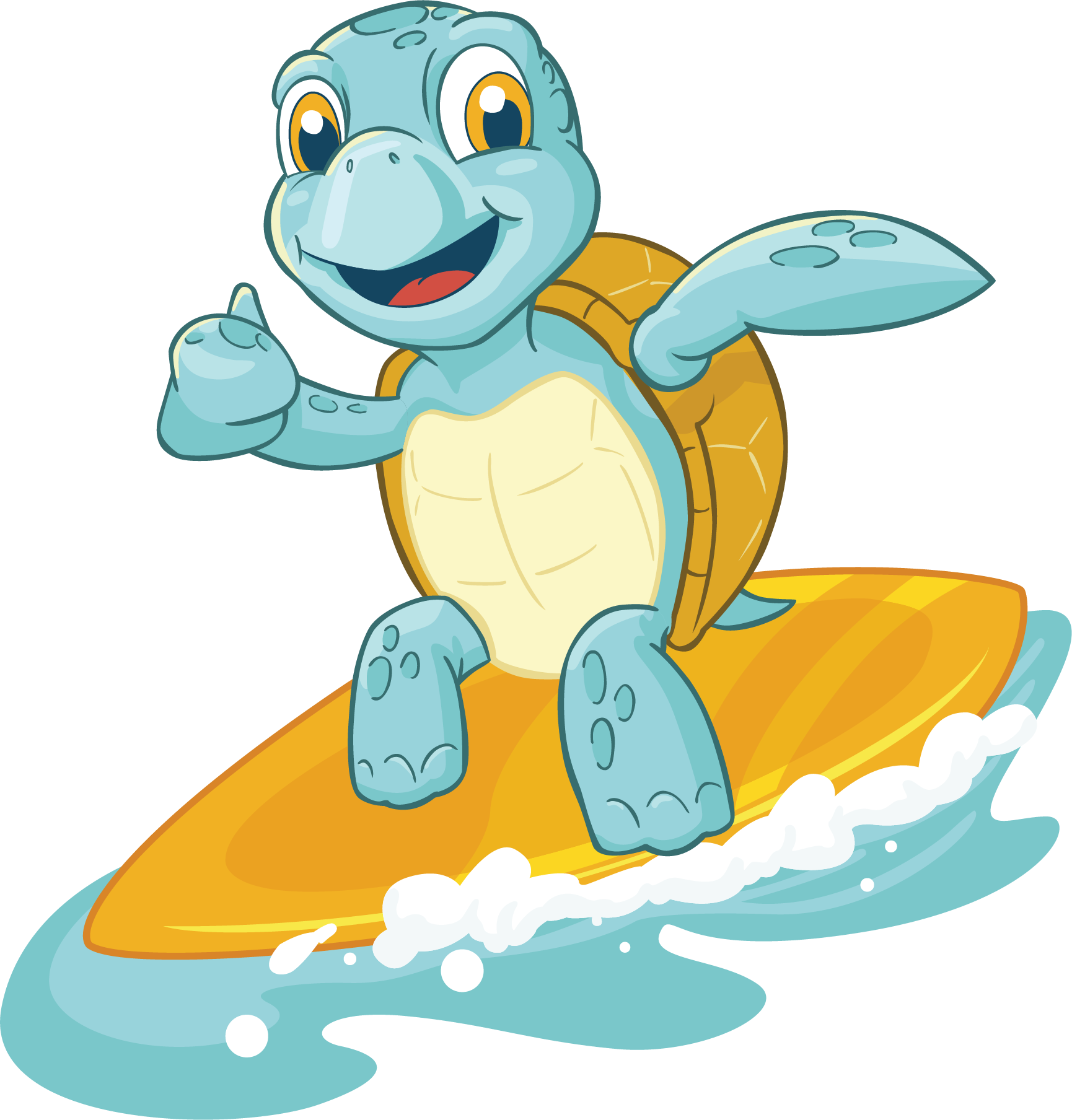 Surfing Turtle Mascot